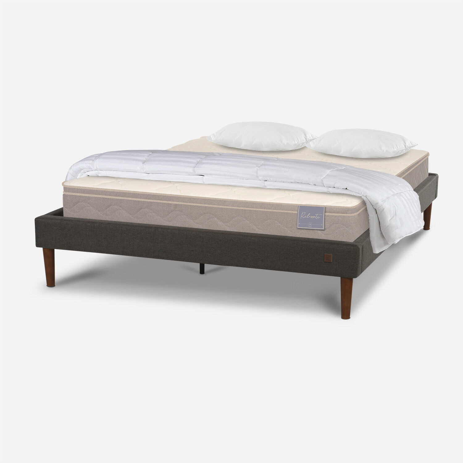 Cama Europea Curve 2 Plazas Rilassati + Almohadas + Plum&oacute;n