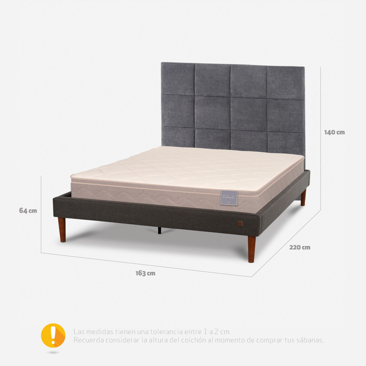 Cama Europea Curve 2 Plazas Rilassati + Respaldo T&aacute;mesis