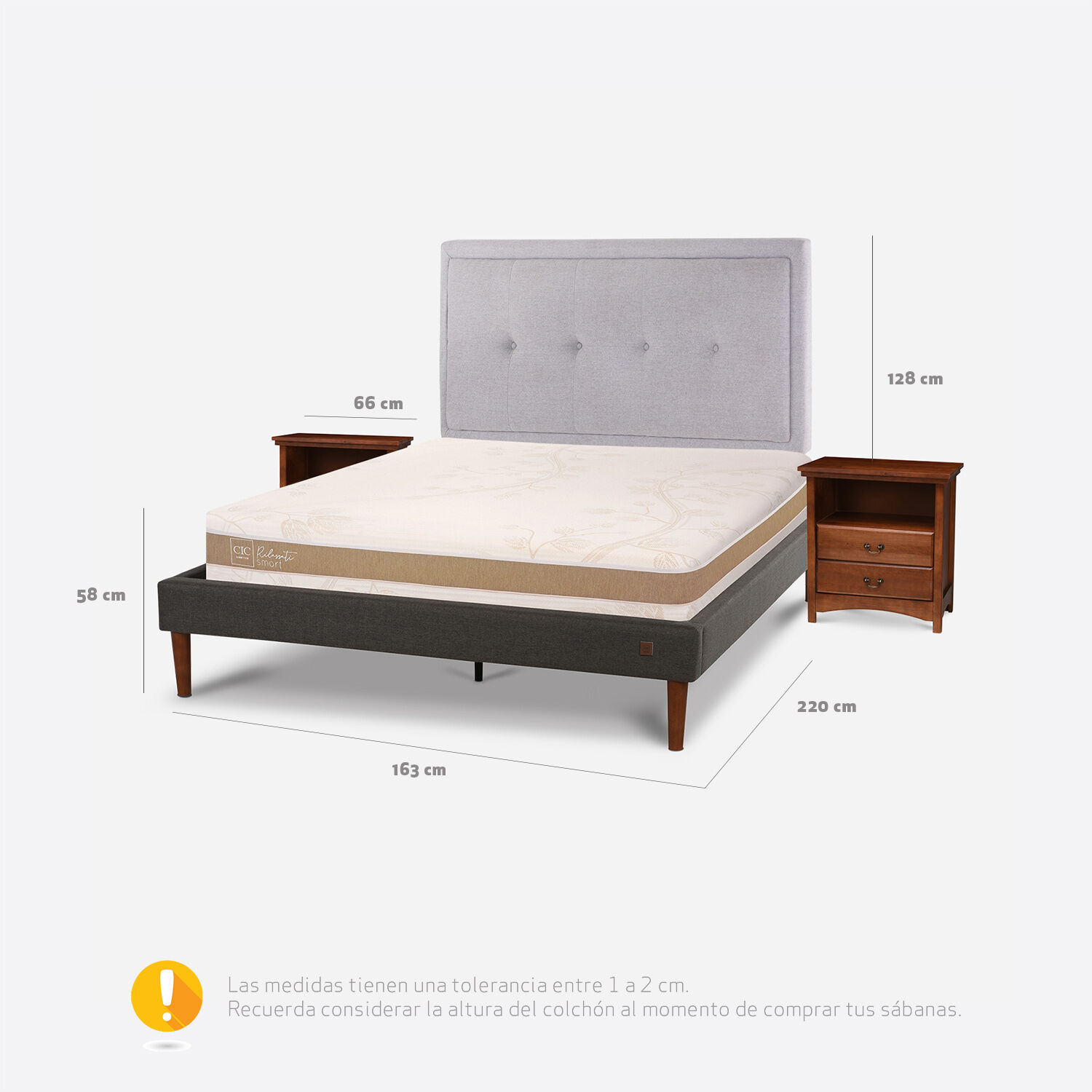 Cama Europea Curve 2 Plazas Rilassati Infinity + Set Ganges