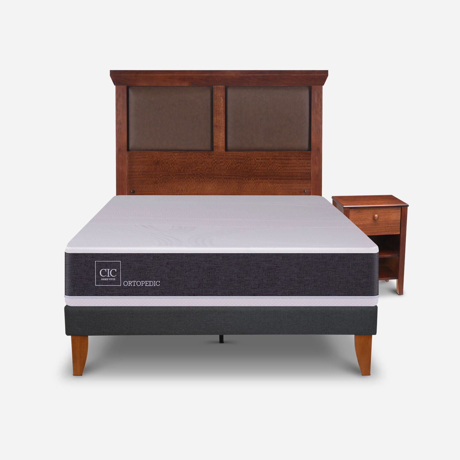 Cama Europea Curve 1,5 Plazas Ortopedic + Set Torino Caramel