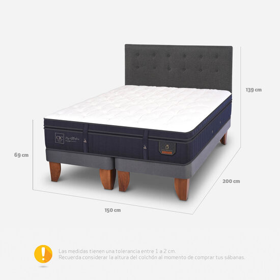 Cama Europea 2 Plazas Super Premium Base Dividida + Respaldo Éufrates