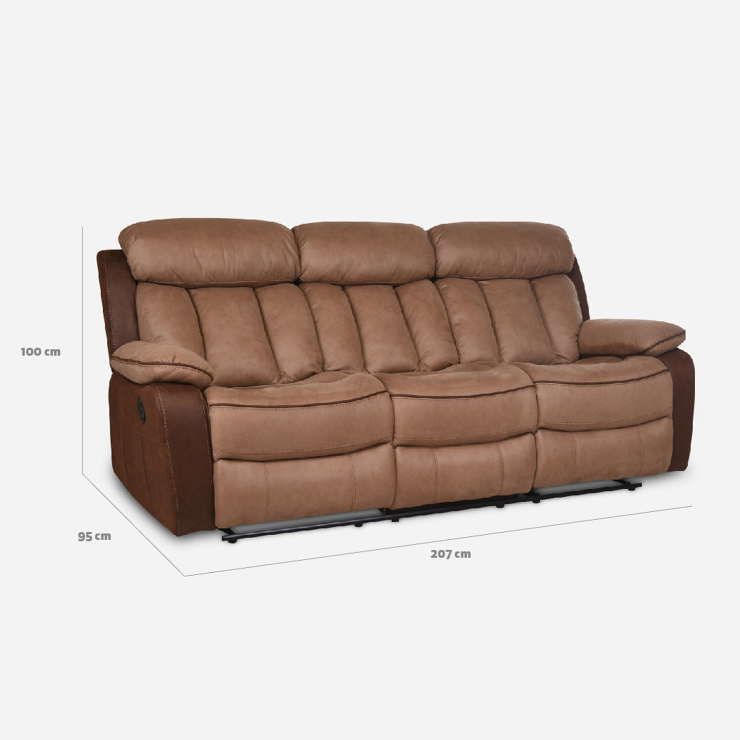 Sof&aacute; 3 Cuerpos Reclinable Moka