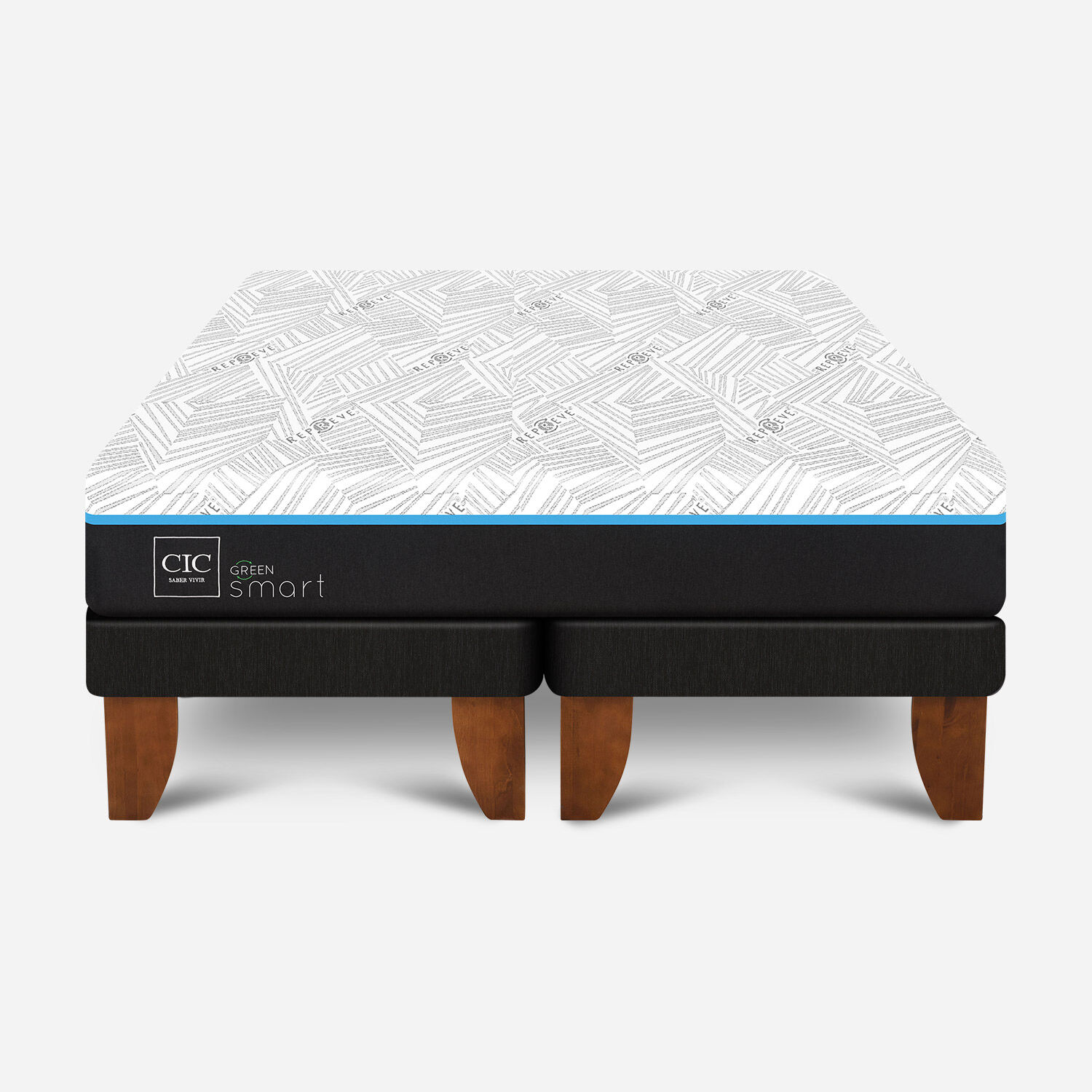 Cama Europea 2 Plazas Smart Green Base Dividida