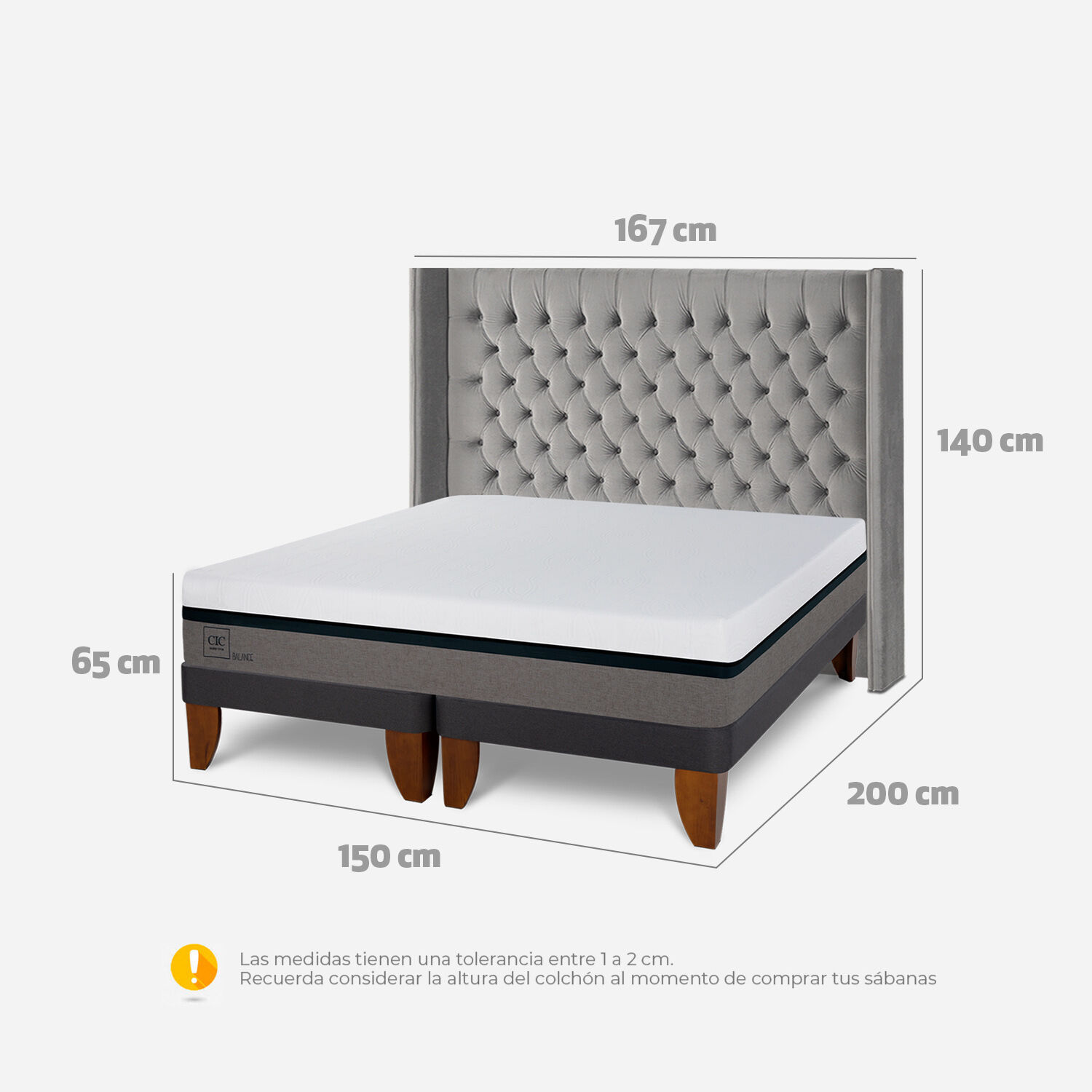 Cama Europea 2 Plazas Balance Base Dividida + Respaldo Sesia