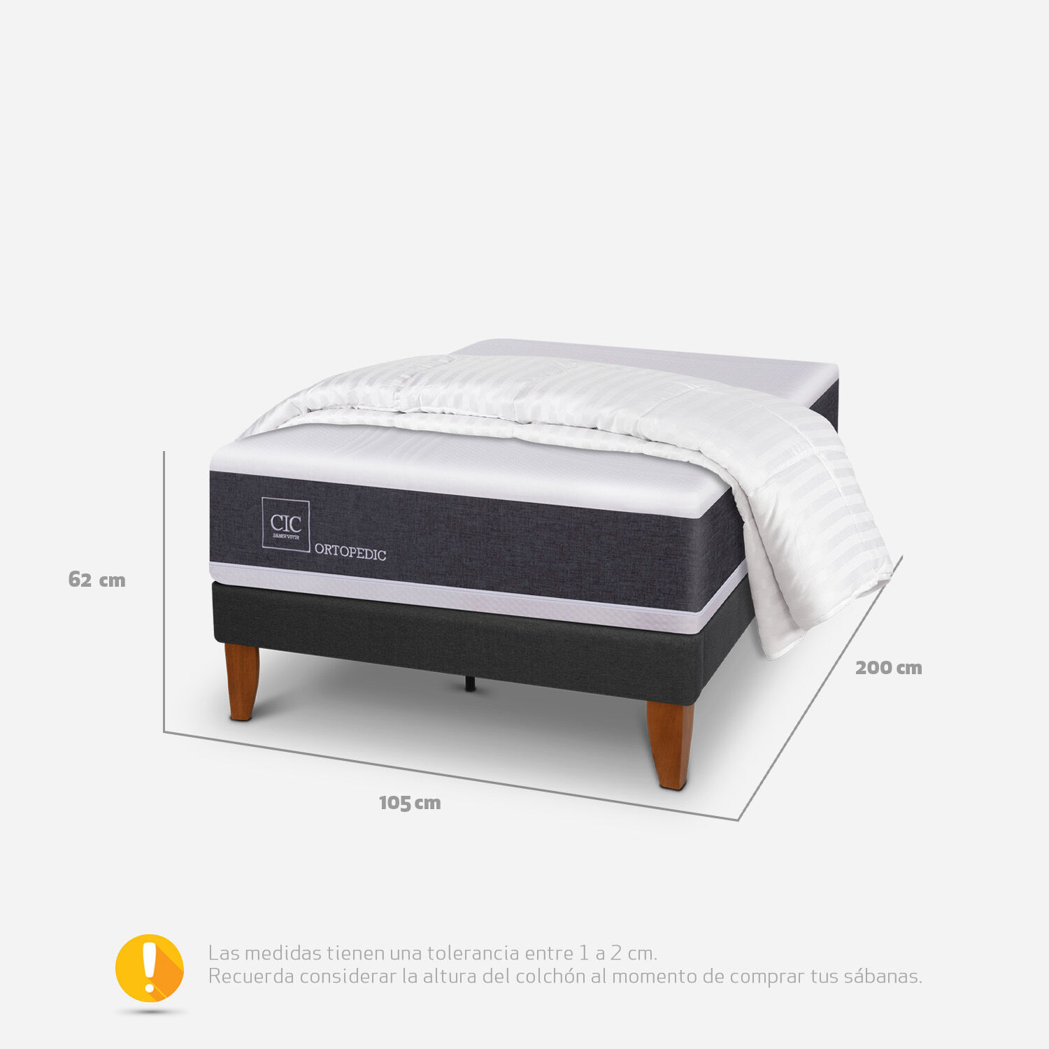 Cama Europea Curve 1.5 Plazas Ortopedic + Plumón