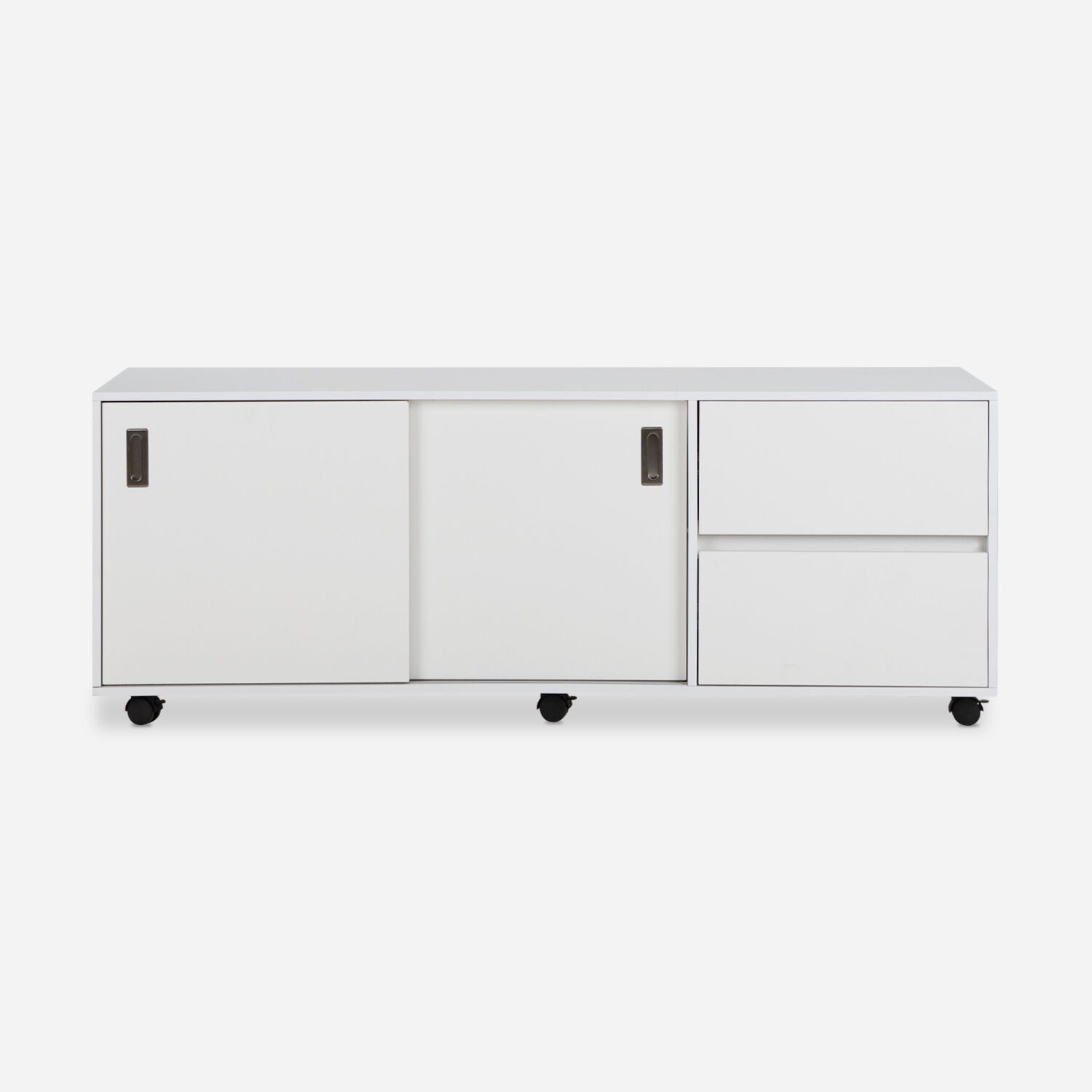 Rack Tv 70" Nash Con Ruedas 2 Puertas 2 Cajones Blanco