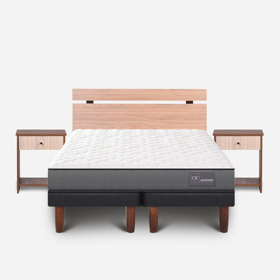 Cama Europea 2 Plazas Anatomic Base Dividida + Set Olmo
