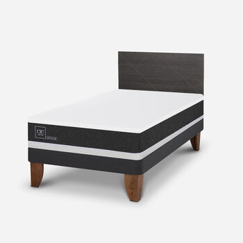 Cama Europea 1,5 Plazas Ortopedic + Respaldo Villarrica Gris