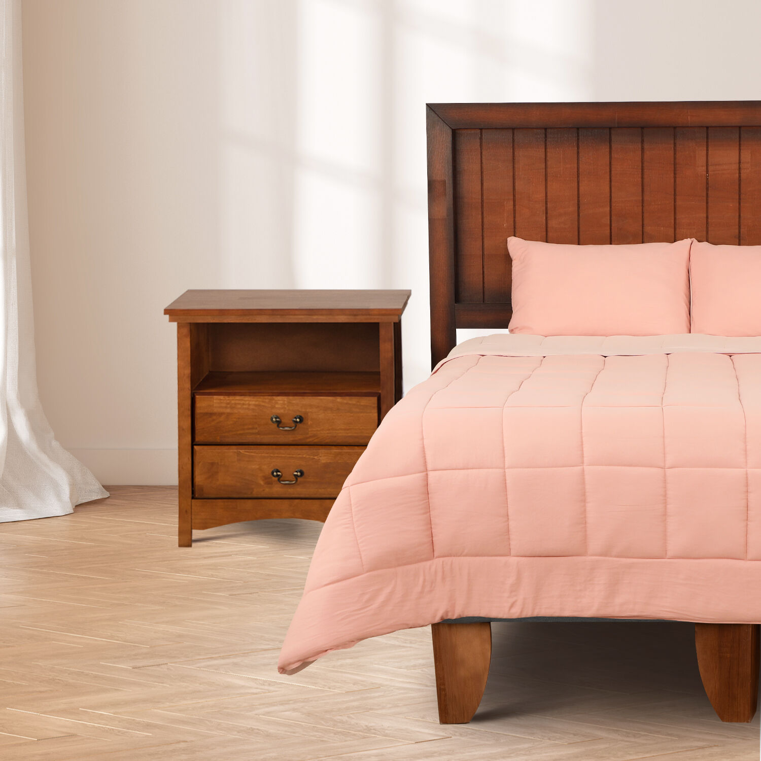 Plumón 2 Plazas Bicolor Taupe / Rosa