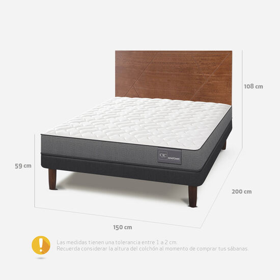 Cama Europea 2 Plazas Base Normal Anatomic + Respaldo Villarrica