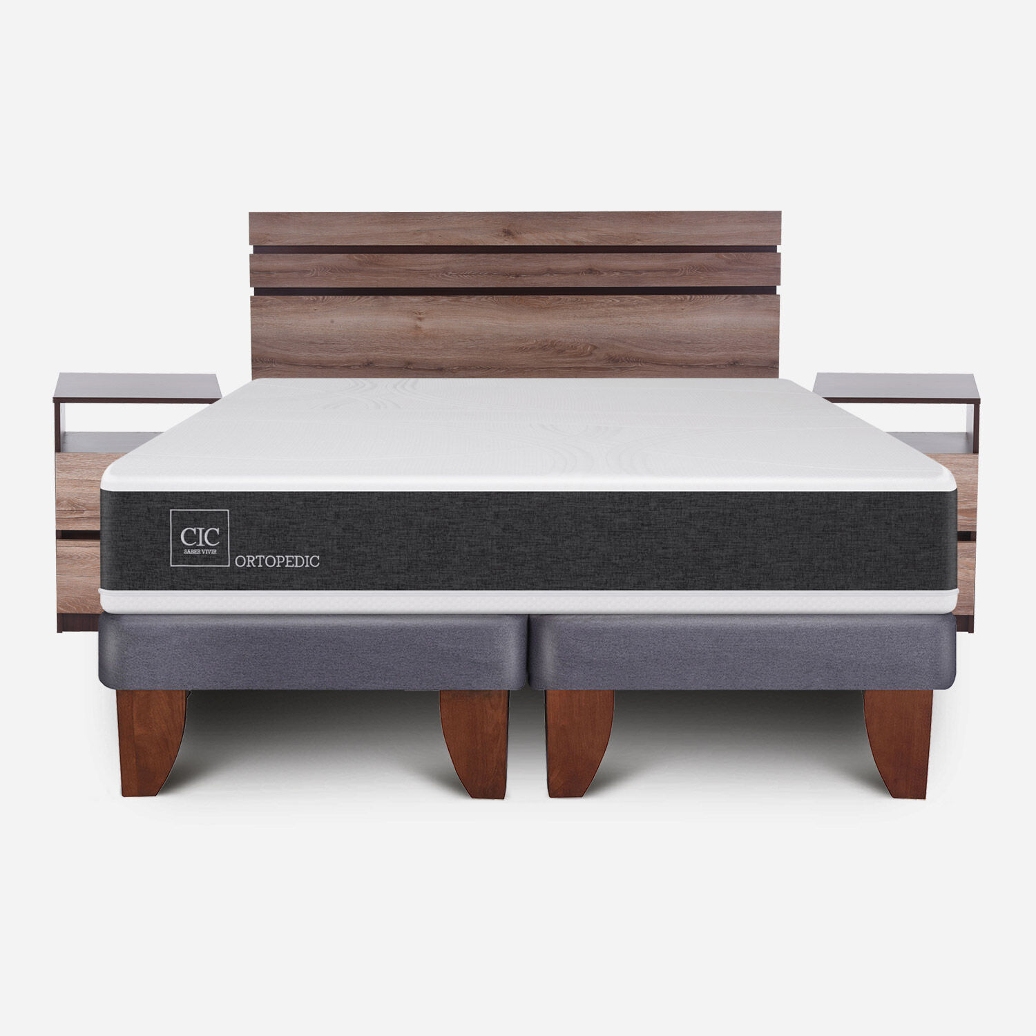 Cama Europea 2 Plazas Ortopedic Base Dividida + Set Ares