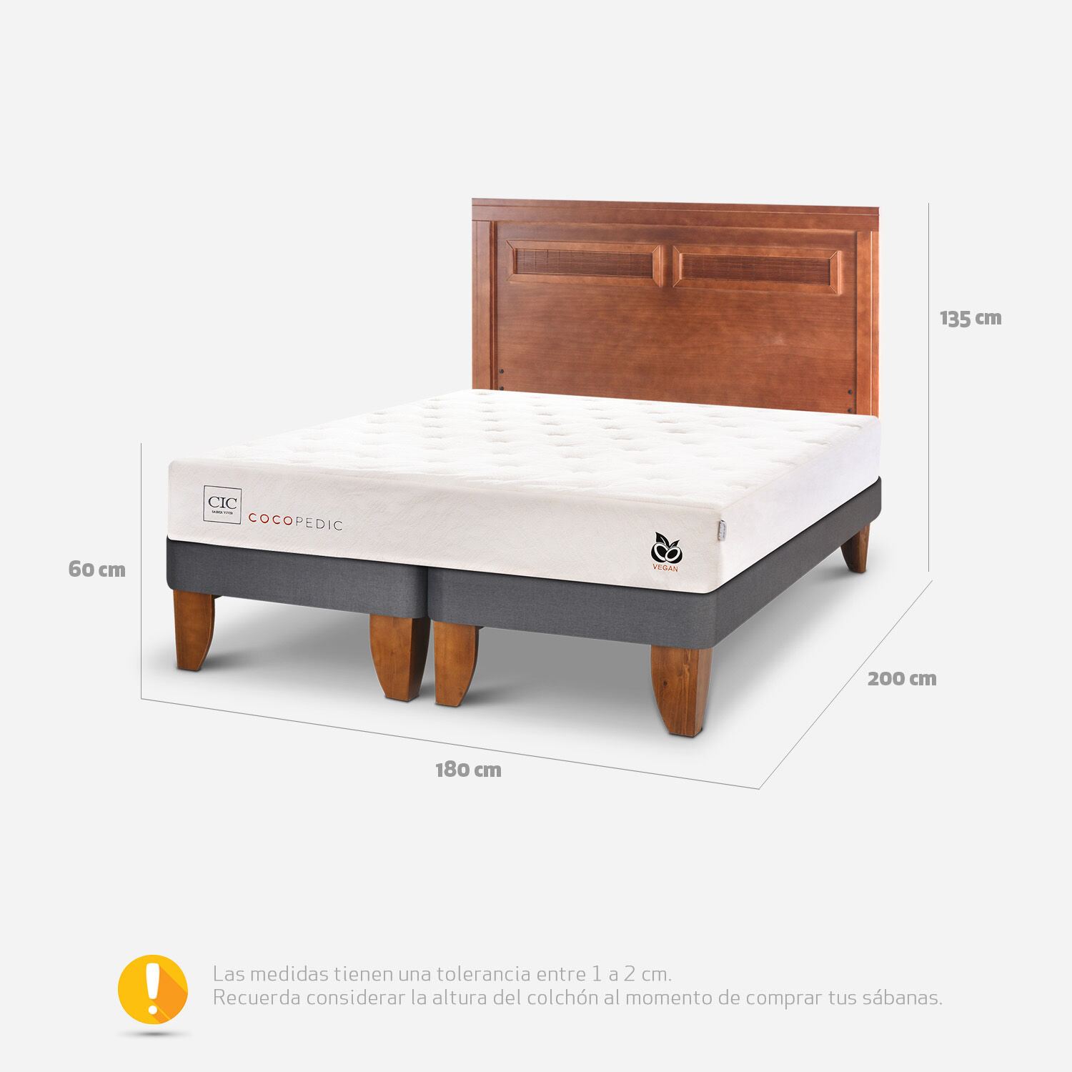 Cama Europea King Cocopedic + Respaldo Mil&aacute;n Caramel