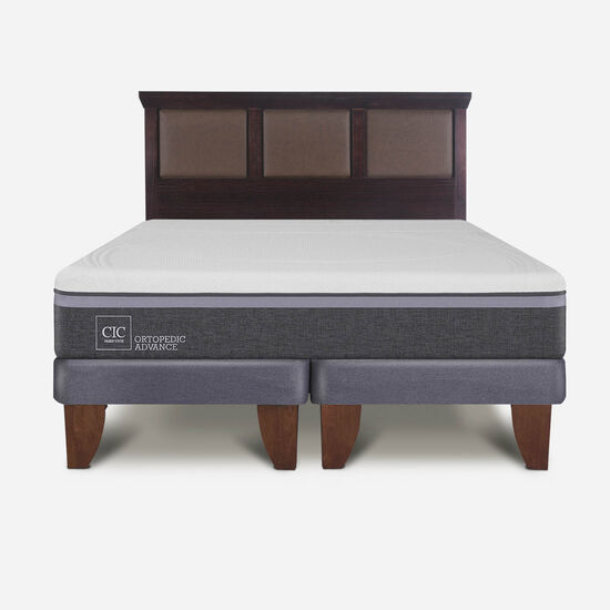 Cama Europea King Ortopedic Advance + Respaldo Torino Choc
