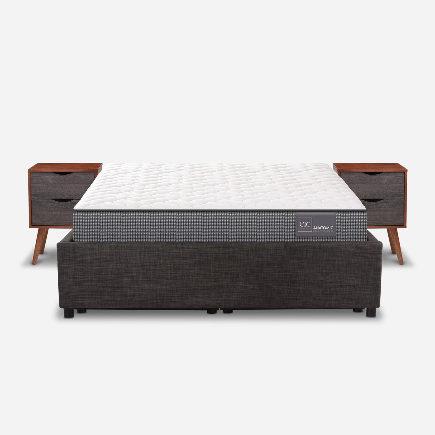Cama Space Box 2 Plazas Anatomic + Velador Níger