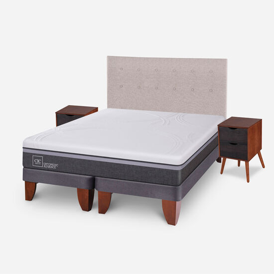 Cama Europea 2 Plazas Ortopedic Advance Base Dividida + Set Tigris