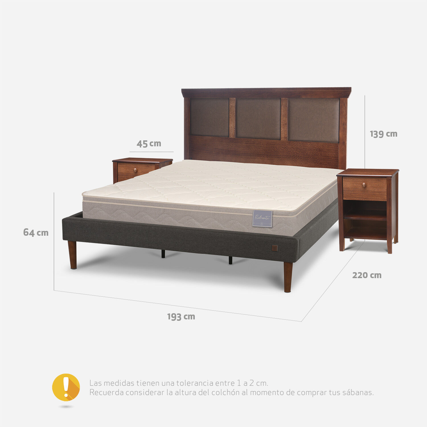 Cama Europea Curve King Rilassati + Set Torino Caramel