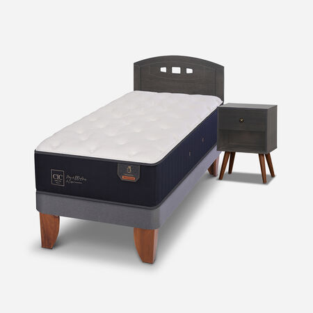 Cama Europea 1,5 Plazas Premium + Set Gales Gris