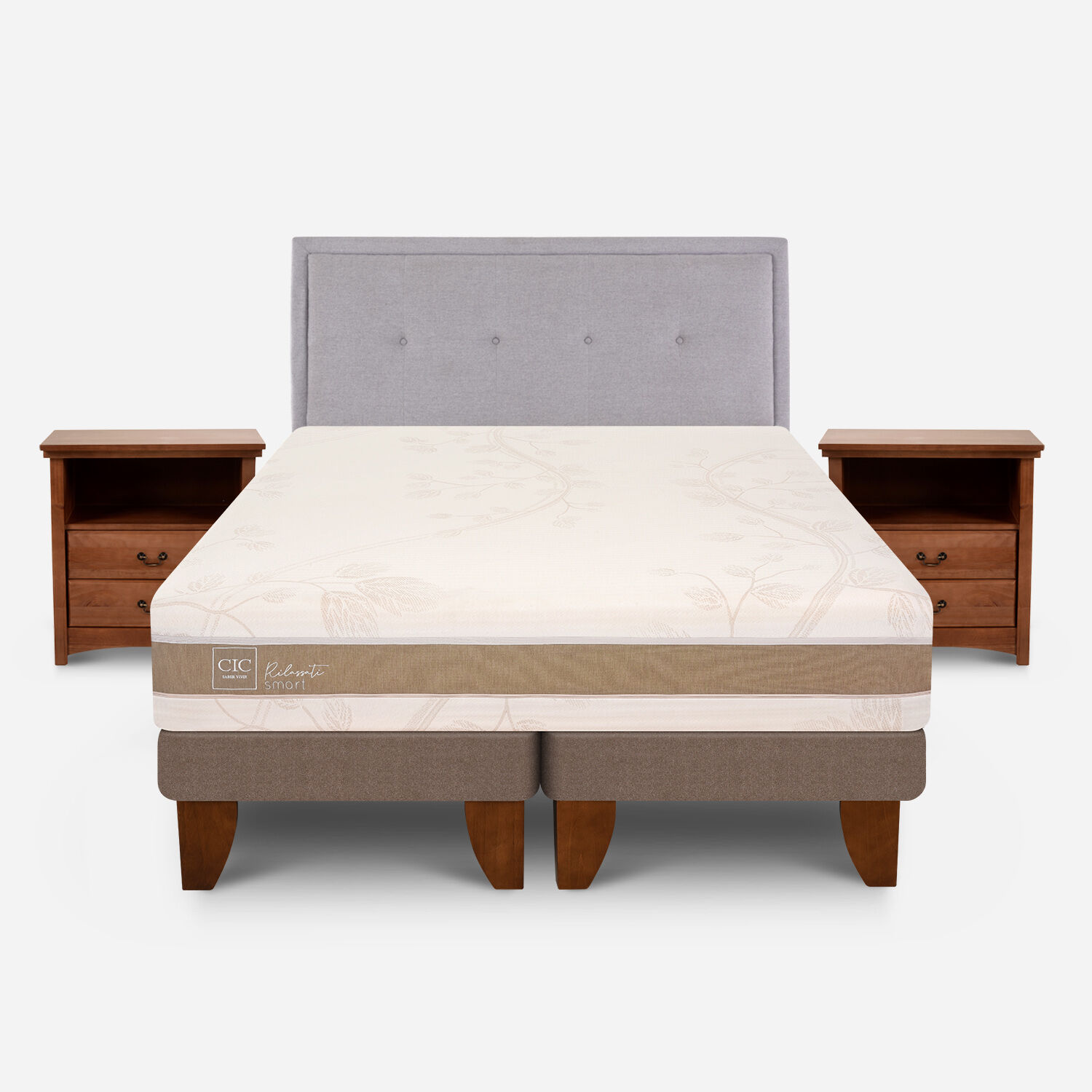 Cama Europea 2 Plazas Rilassati Infinity Base Dividida + Set Ganges