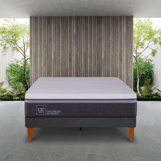 Cama Europea Curve 1.5 Plazas Ortopedic Advance + Set New Torino Choc