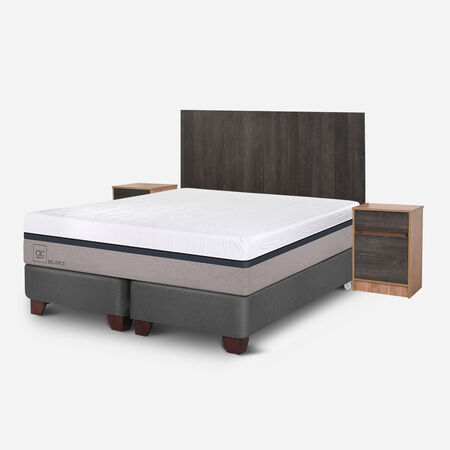 Box Spring 2 Plazas Balance + Set Espresso