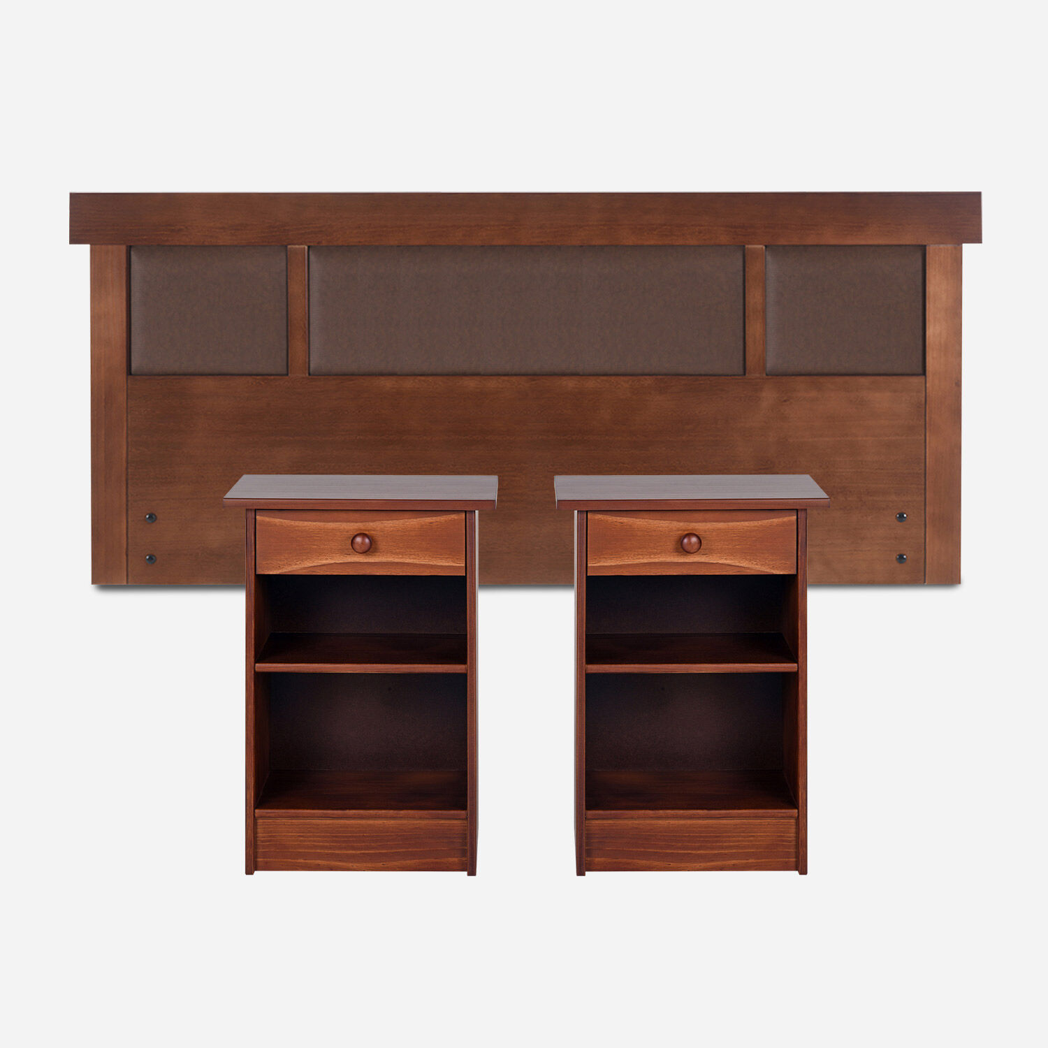 Respaldo 2 Plazas + Veladores Dubl&iacute;n Caramel