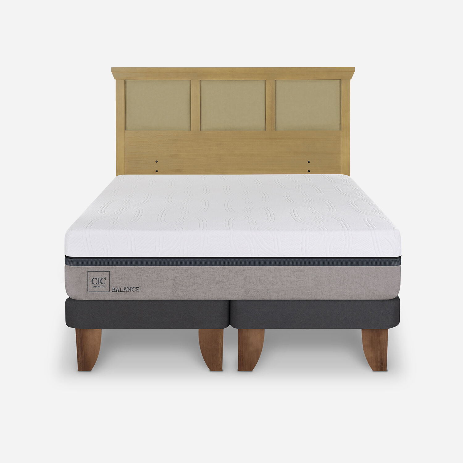 Cama Europea King Balance + Respaldo Torino Mostaza