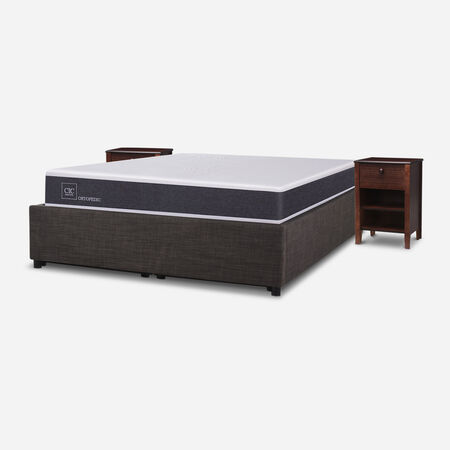 Cama Space Box 2 Plazas Ortopedic + Velador Torino Chocolate
