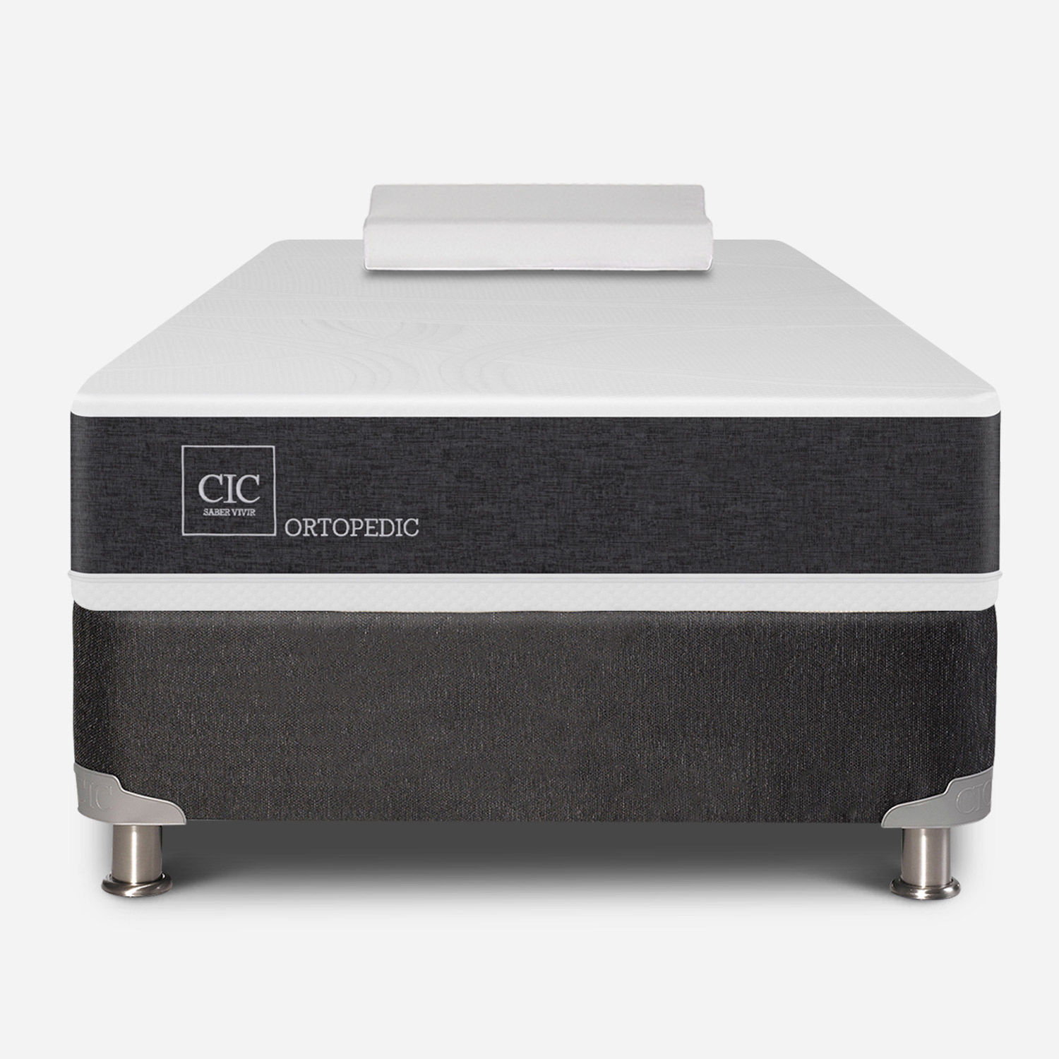 Box Spring 1,5 Plazas Ortopedic 5 Zonas + Almohada Viscoel&aacute;stica