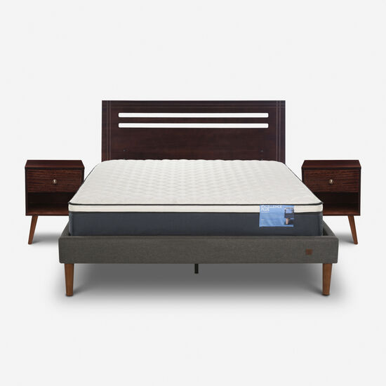 Cama Europea Curve 2 Plazas Excellence Plus + Set New Múnich