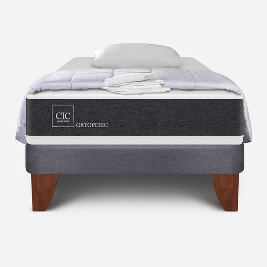 Cama Europea 1 Plaza Ortopedic + Almohada + Plumón