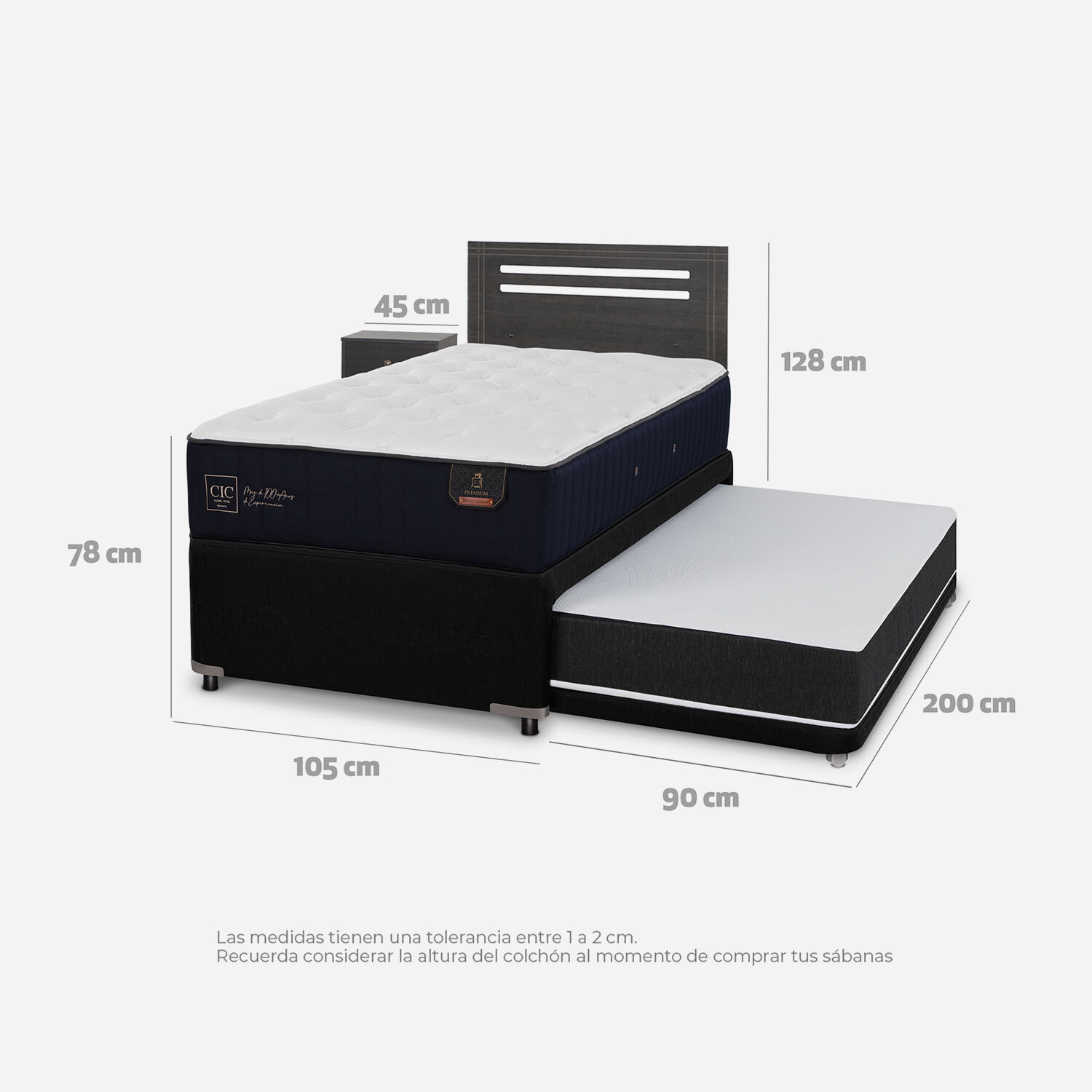 Cama Nido Diván Premium Set Múnich Gris