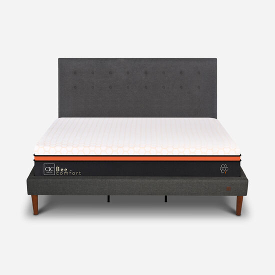 Cama Europea Curve King Bee Comfort + Respaldo Éufrates