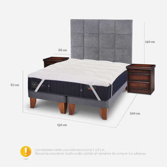 Cama Europea 2 Plazas Base Dividida Premium + Set Támesis + Topper