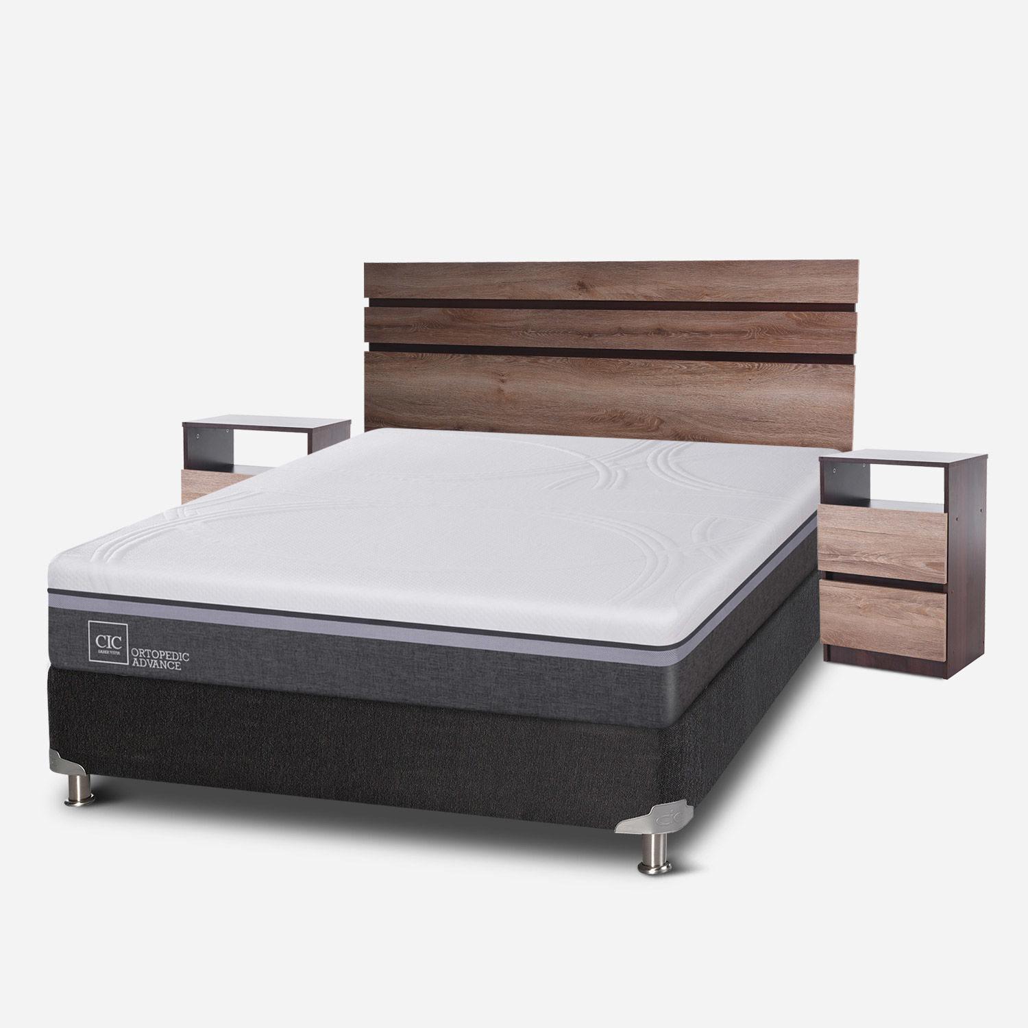 Box Spring 2 Plazas Ortopedic Advance Base Normal 5 Zonas + Set Ares
