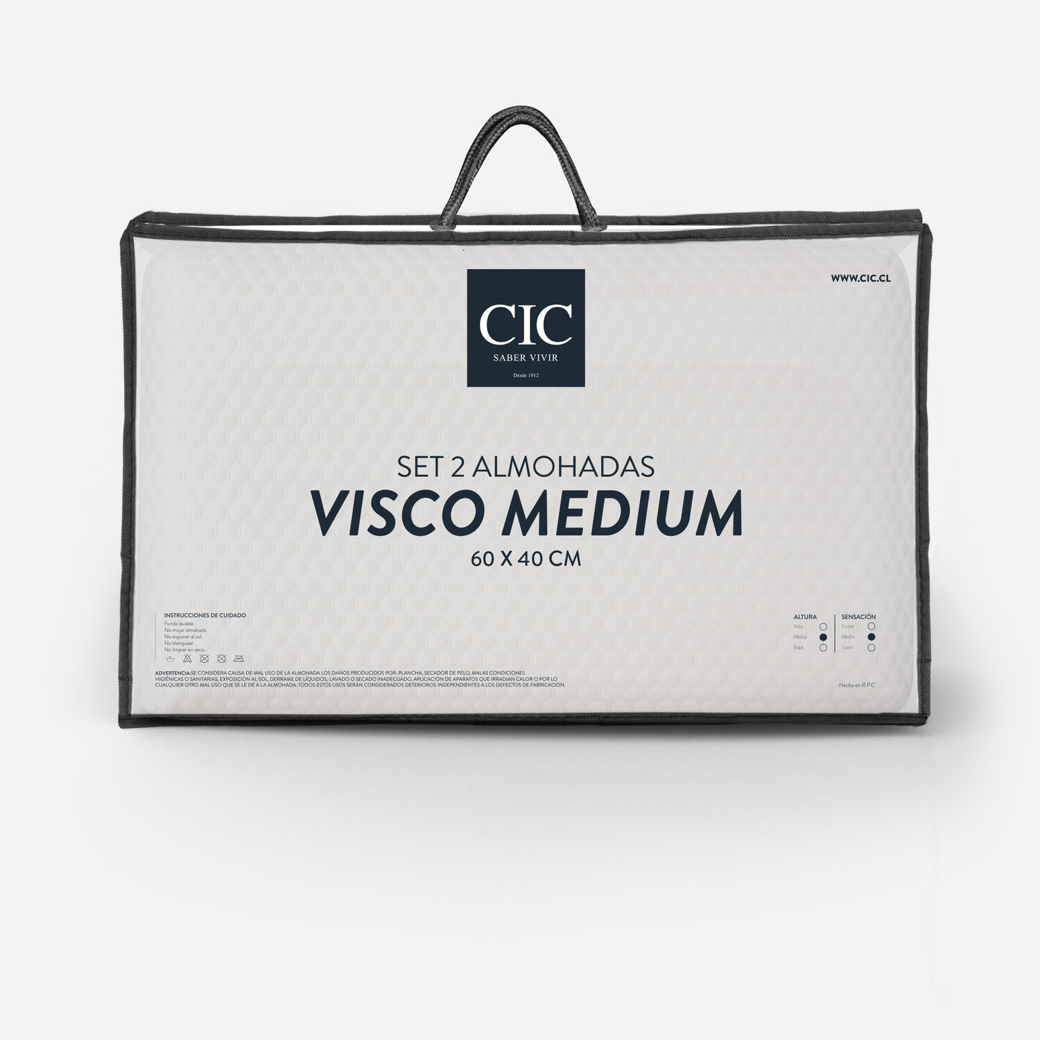 Pack 2 Almohadas Visco Medium 60x40 cm