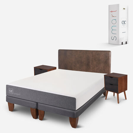 Cama Europea 2 Plazas Smart Base Dividida + Set Baker