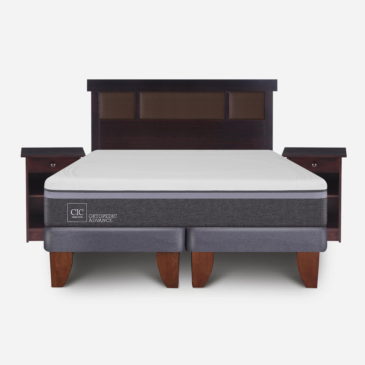 Cama Europea 2 Plazas Ortopedic Advance Base Dividida + Set Dubl&iacute;n Chocolate