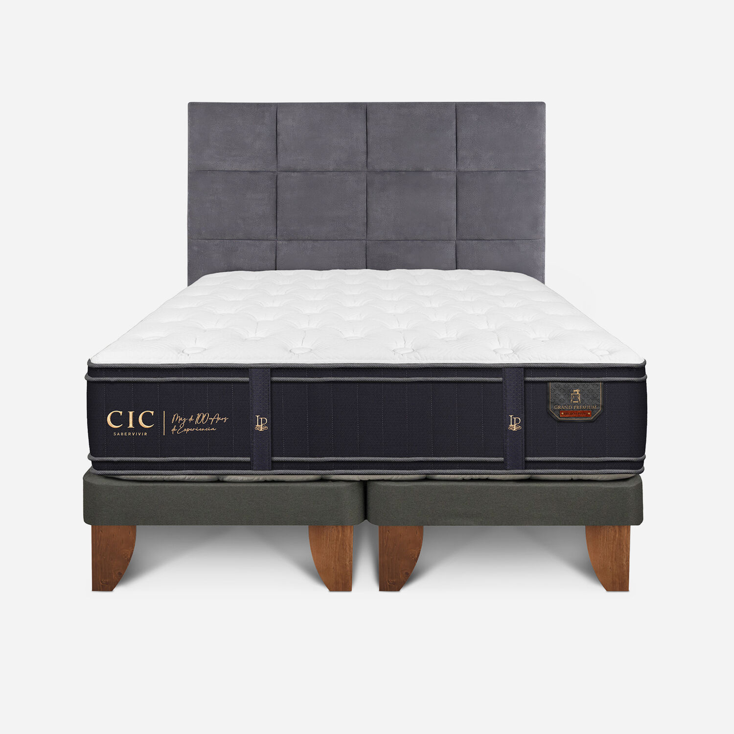 Cama Europea Super King Grand Premium + Respaldo T&aacute;mesis