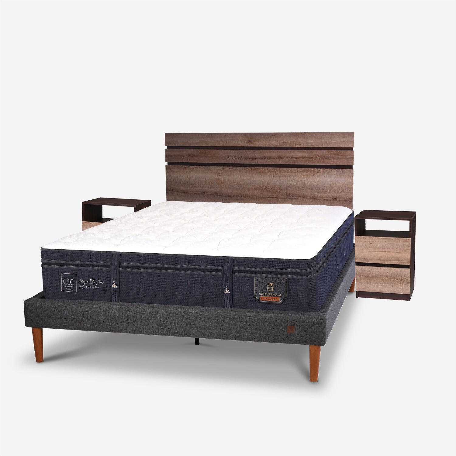 Cama Europea Curve 2 Plazas Super Premium + Set Ares