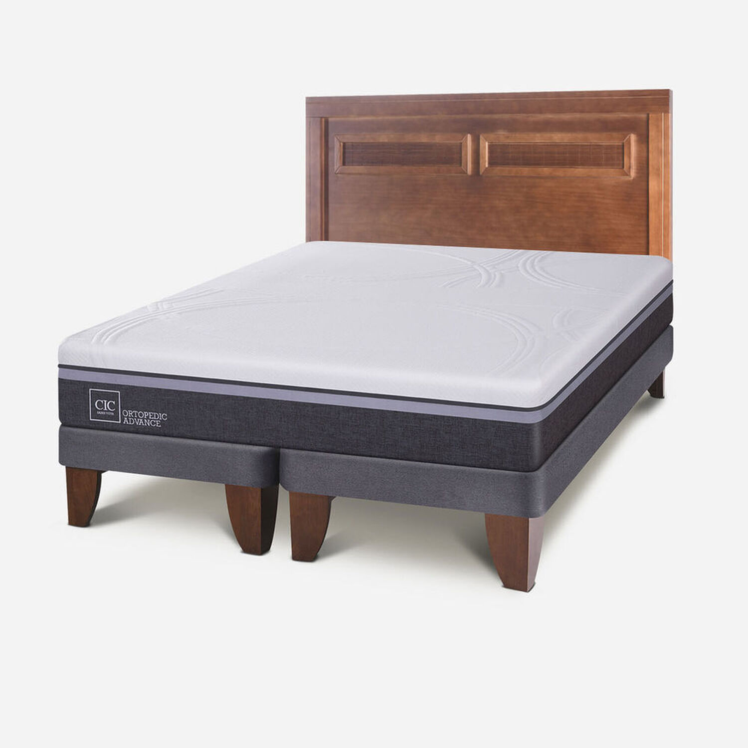 Cama Europea 2 Plazas Base Dividida Ortopedic Advance + Respaldo Milán Caramel