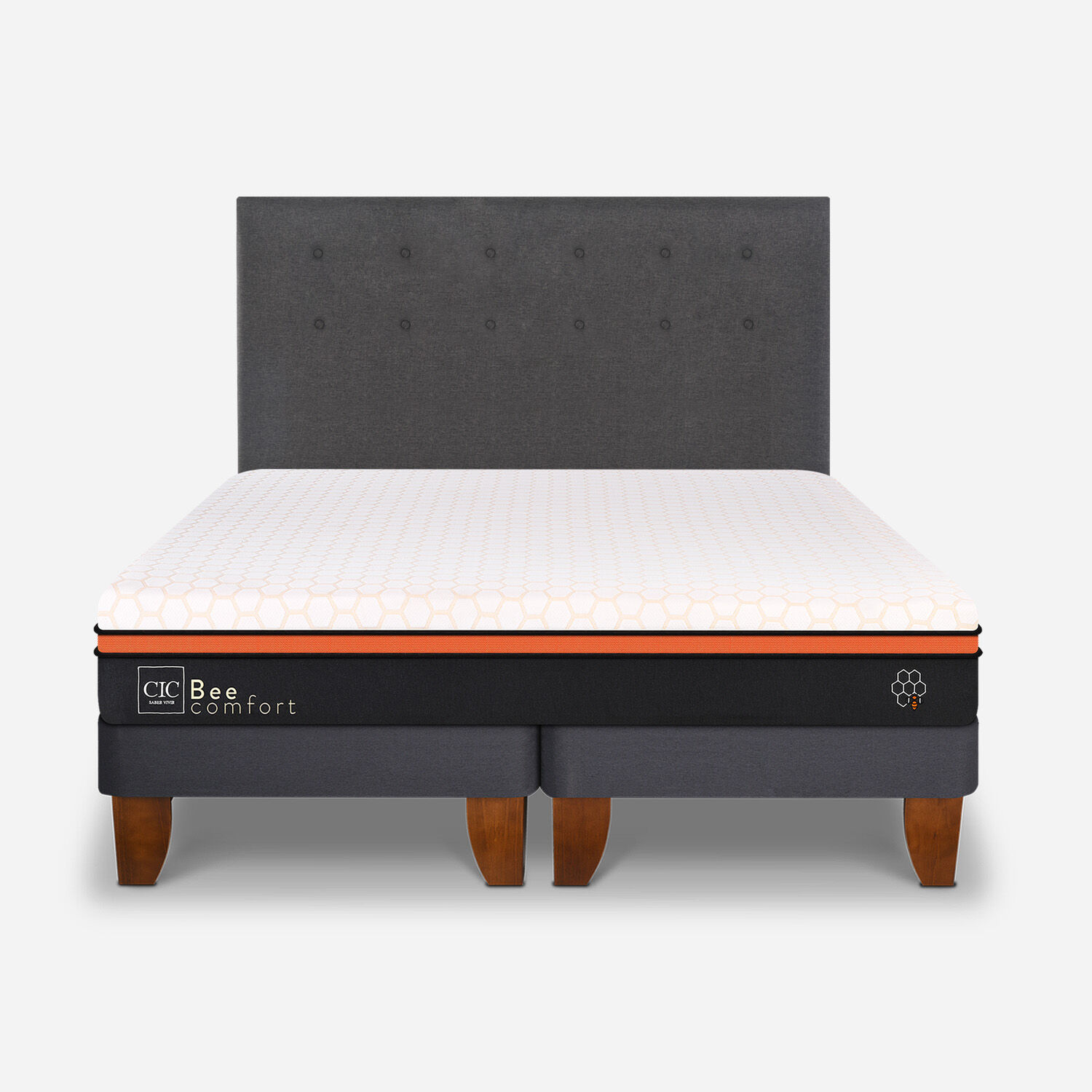 Cama Europea 2 Plazas Bee Comfort Base Dividida + Respaldo &Eacute;ufrates