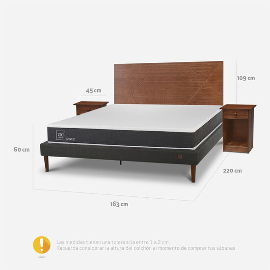 Cama Europea Curve 2 Plazas Ortopedic + Set New Villarrica