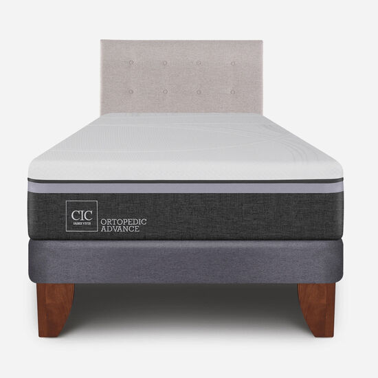 Cama Europea 1.5 Plazas Ortopedic Advance + Respaldo Tigris