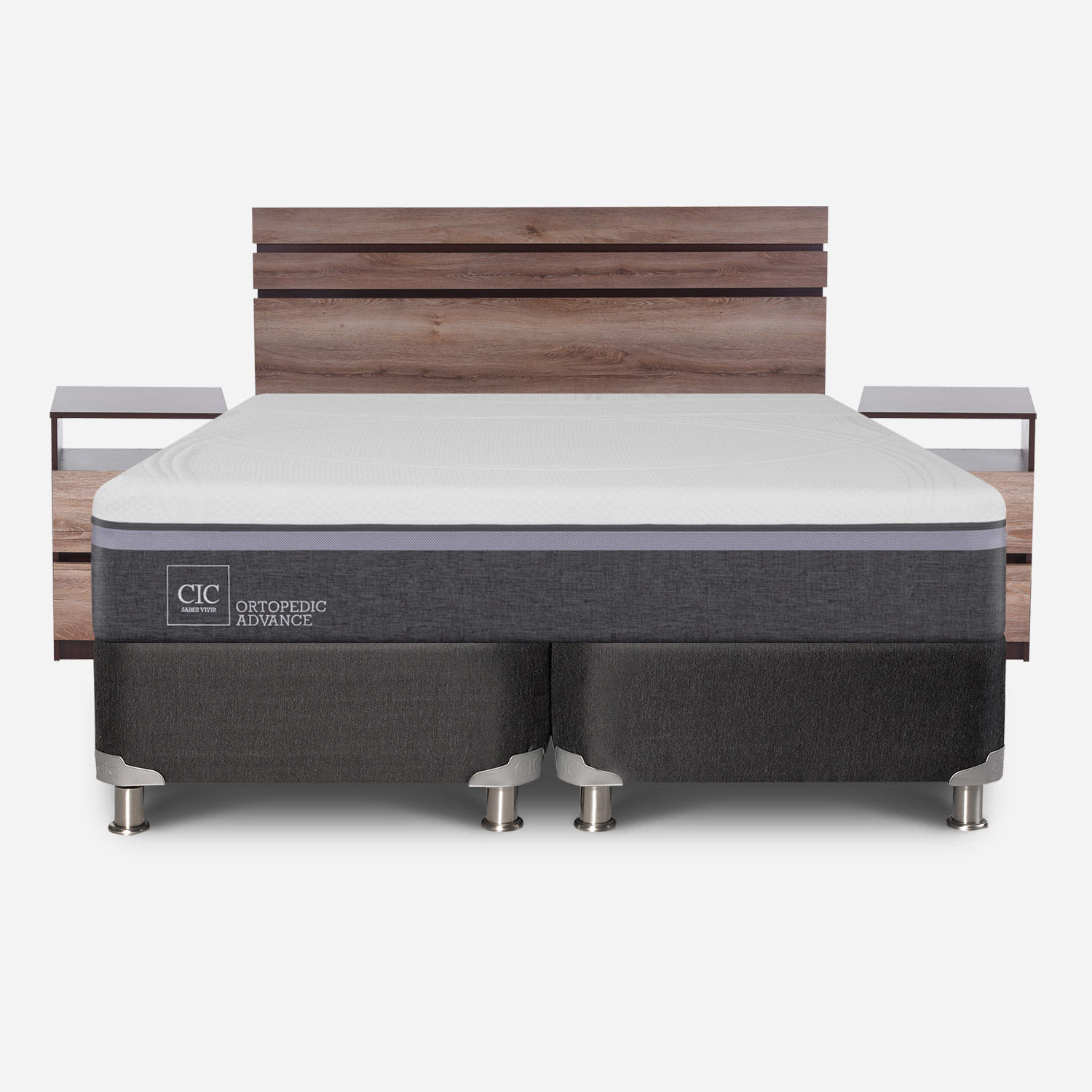 Box Spring 2 Plazas Ortopedic Advance Base Dividida 5 Zonas + Set Ares