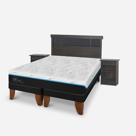 Cama Europea 2 Plazas Green Infinity Set Dubl&iacute;n Gris