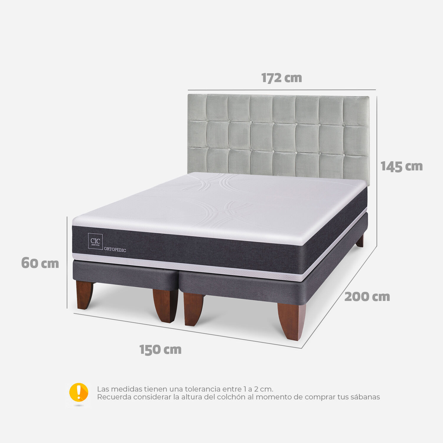 Cama Europea 2 Plazas Ortopedic Respaldo Sile