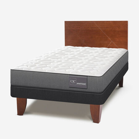 Cama Europea 1,5 Plazas Anatomic + Respaldo Villarrica Caramel