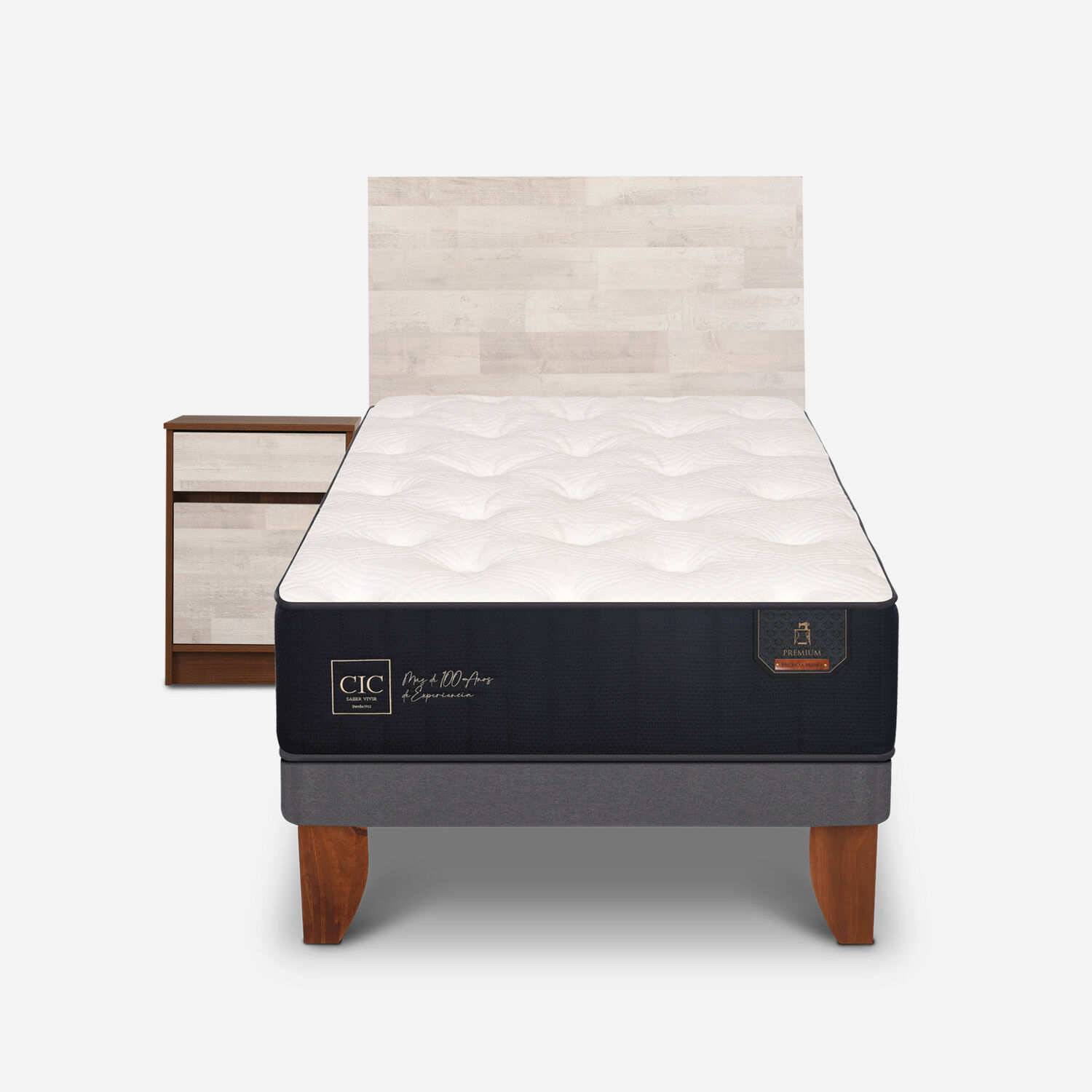 Cama Europea 1,5 Plazas Premium + Set Legno
