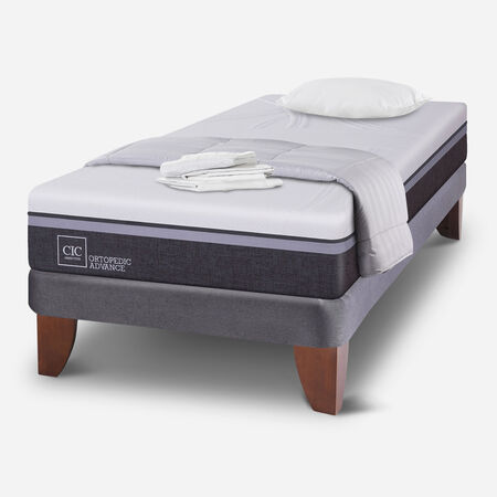 Cama Europea 1,5 Plazas Ortopedic Advance + Almohada + Plum&oacute;n