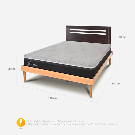 Cama 2 Plazas Hybrid + Respaldo Múnich